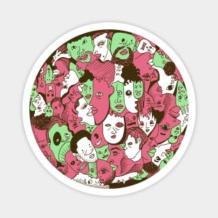 Pink Mint Many Faces Magnet